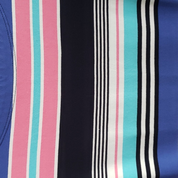 Talbots Multicolor Stripe Jersey Bodycon Dress Gold Button - Picture 5 of 7